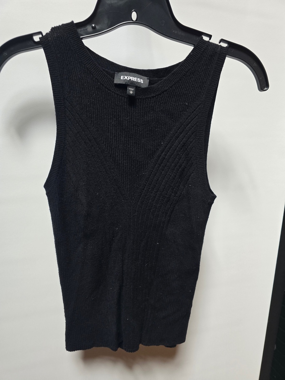 Express Black Ribbed Sleeveless Knit Tank - XS